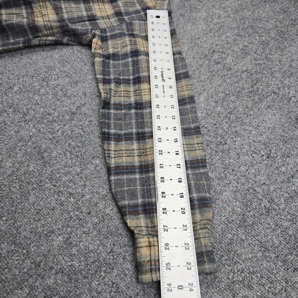 Vintage Pendleton Wool Shadow‎ Plaid Shirt Mens S USA 100% Virgin Wool Blue Tan - Picture 7 of 9